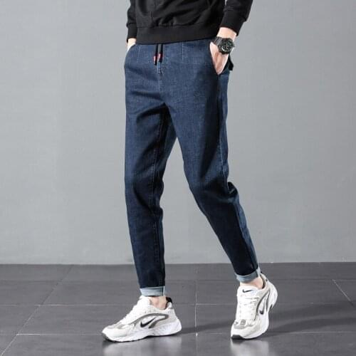 Spring New Mens Fashion Casual Stretch Plus Size 6XL 46 Elastic Waist Trousers Denim Pants Male Jeans Men