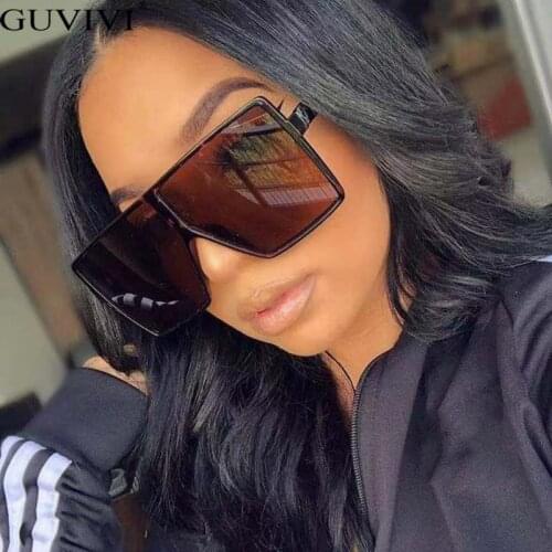 Vintage Oversized Square Sunglasses Women Retro Men Gradient Shades Sun Glasses Luxury Brand Flat Top Red Blue Clear Lens UV400