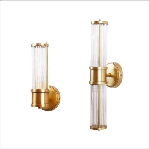Modern Crystal Wall Lamp 1/2 Heads Hallway Villa Hotel Copper Wall Sconce light For Entrance Balcony Home Wall lighting WA027