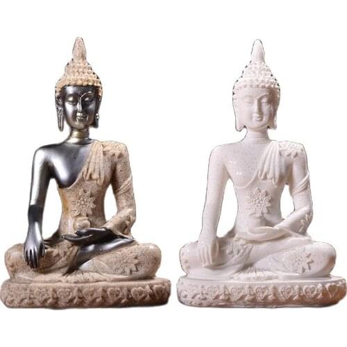 Buddha Statues Sandstone Hindu Handmade Meditation Sculpture Fengshui Figurine Sitting Miniature Home Ornament Collection Crafts