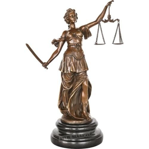The sister of the Goddess Themis Justice Statue Hot Cast Bronze Brass Antique Art Home Ornament Classy Lawyer Gift