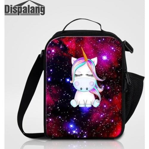 Dispalang Thermal Food Lunch Bags For Student Unicorn Universe Space Messenger Bag Custom Design Insulated Cooler Bag For Women