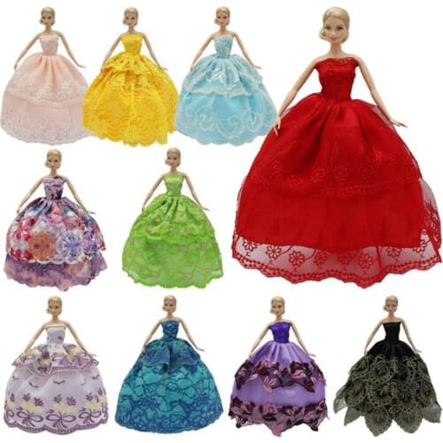 5Pcs Handmade Wedding princess Dress Doll Floral Doll Dress Clothes Clothing Multi Layers Dolls Accessories for Barbie girl gift