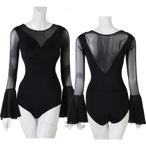 Modern dance tops womens dance clothes long sleeve ballroom dance practice clothes dance ChaCha latin performance jumpsuits