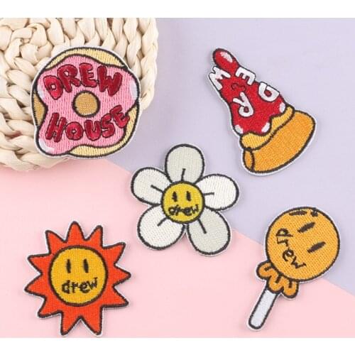 WhatIlife High Quality Embroidered Patch For Clothing Cartoon Sunflower DIY Patches Stick On Badge Garment Applique Accessories