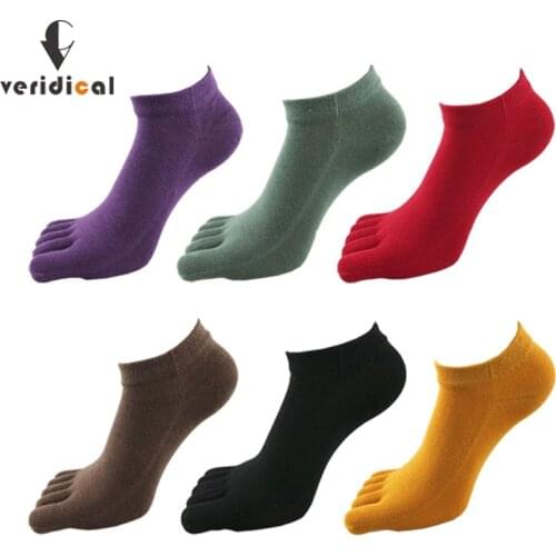 Bright Color Five Finger Boat Socks Woman Girl Cotton Young, Casual, Fashion Solid Harajuku Ankle Socks With Toes Hot Sell