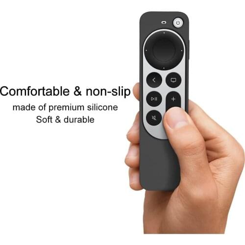Anti-Lost Protective Case for 2021 Apple TV 4K 2nd Gen Siri Remote Anti-Slip Durable Silicon Shockproof Cover