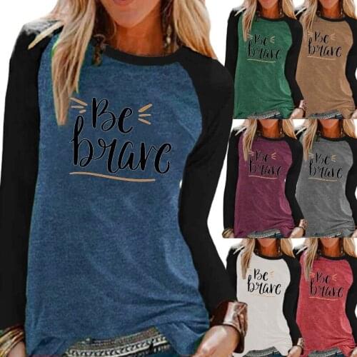 Fashion Printing Autumn Women Clothing Raglan Long Sleeve Graphic Tee Plus Size Loose Shirt Casual Shirt Round Neck Tops