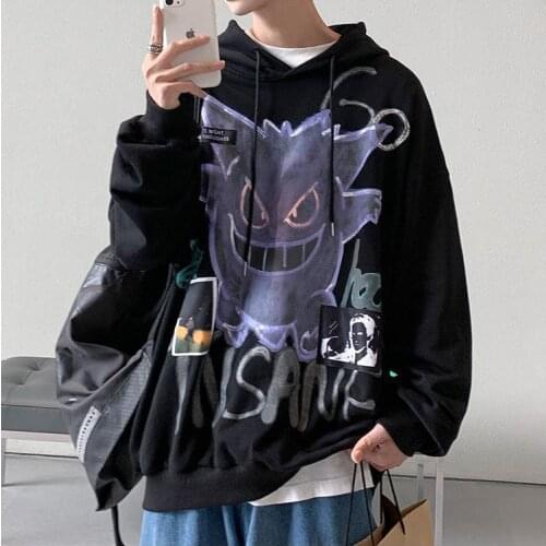 6-Color Devil Print Winter Hoodie Women Pullovers Casual Harajuku Hip-Hop Sweatshirt Warmth Oversized Hoodie MenS Anime Tops
