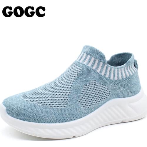 GOGC Women Vulcanized Shoes High Quality Women Sneakers Slip On Flats Shoes Women Loafers Plus Size 42 Walking Flat