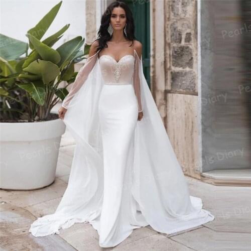 Bohemian Chiffon Bride Dress 2021 Sheer O Neck Mermaid Wedding Dresses Vestidos de Novia Elegant Custom Made Bridal Gowns New