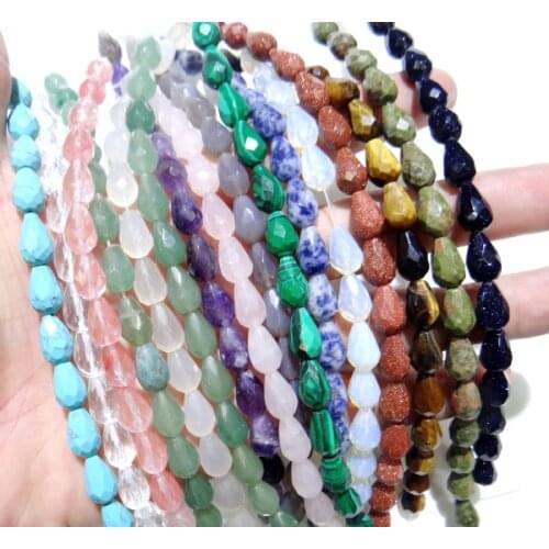 10*12mm natuursteen Rozenkwarts aventurine Facet water drop spacer kralen voor Diy Sieraden Maken Armband ketting 16stks/partij