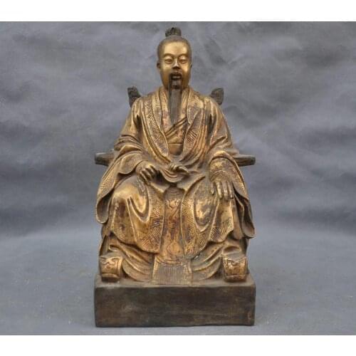 12'' China Old Man Immortal Taoist Bronze Statue