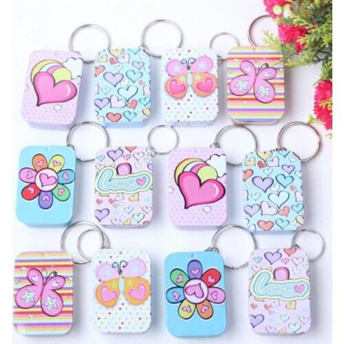 12pcs/lot New Direct Selling Metal Mini Cartoon Pendant Rectangular Tinplate Box Metal Wedding Candy Tin Box Packaging Box