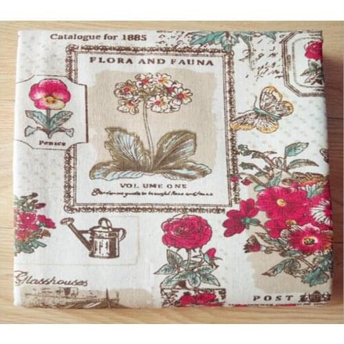 150cm X 50 cm China rose pattern printed cotton linen fabric for tablecloth/decorative cloth/curtains/sofa