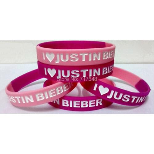 200pcs I Love Justin Bieber Wristband Silicone Bracelets free shipping by FEDEX