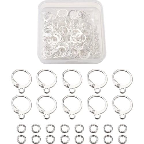 250pcs/Box Brass Huggie Hoop Earrings Findings French Earring Hooks Wire with Open Jump Rings for DIY Jewelry Making Supplies
