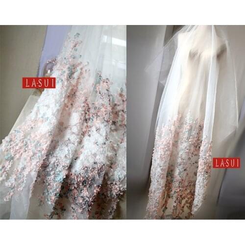 3yards=1lot new Full of flowers such as relief 3d Organza base fabric hazy beauty Light texture ornament latest fashion O0028
