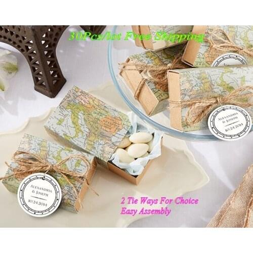 30Pieces/lot) Top Quality Wedding box of Map candy box for wedding decoration gift box and Party Favor boxes and Paper box