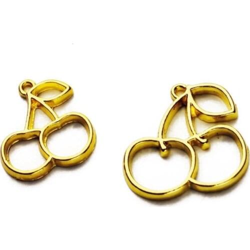 5Pcs Cute Cherry Pendant Blank UV Resin Frames Open Bezel Setting Jewelry Making