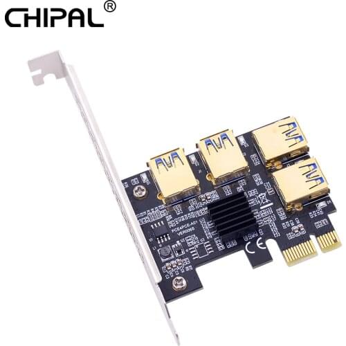 CHIPAL 1 Turn 4 PCI-Express Slot PCI-E 1X to 4 USB 3.0 Adapter 1x to 16x USB 3.0 Special Riser Card Converter Multiplier Hub Fo