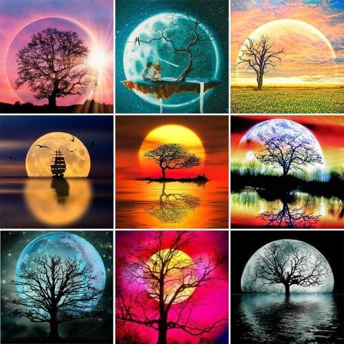 5D DIY Diamond Painting Magic Tree Full Round Diamond Embroidery Landscape Cross Stitch Mosaic Sale Home Decoration Room Decor