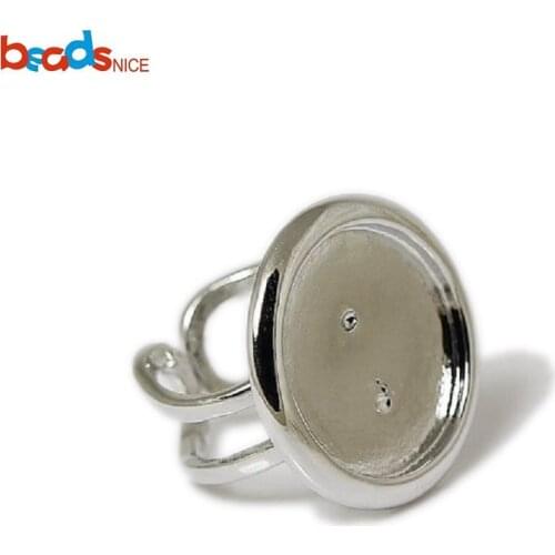 Beadsnice Adjustable Ring Base Brass Ring Blanks Jewelry Findings Ring Setting 20.5mm Round Cabochon Tray Wholesale Jewelry 920