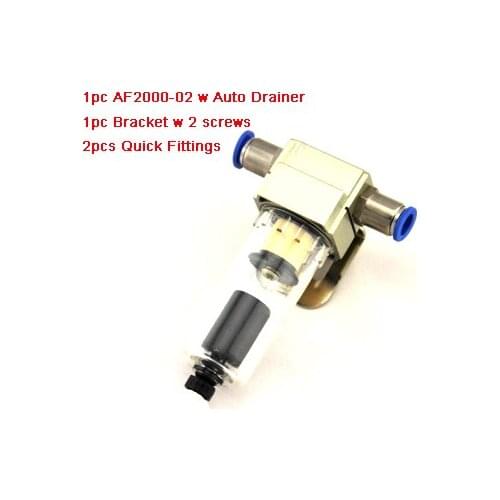 Free Shipping 1/4" Air Filter Auto Drain AF2000-02D with Bracket and Quick Fittings