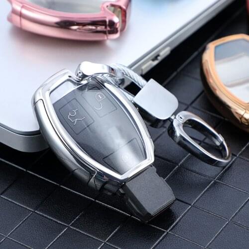 Car Key Case Cover PC+TPU Key Fob Shell Holder Protector Keychain Bag for Benz A C E R M Class CLA GLA Class W203 W210