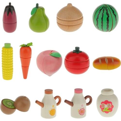 Wooden Magnetic Connected Bread Kids Kitchen Cutting Food Pretend Play Toy