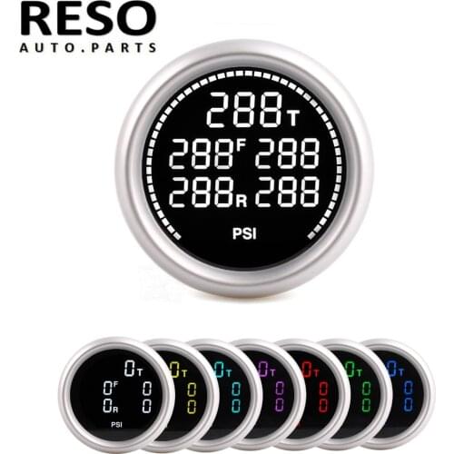 RESO-2" 7 Colors LED Display Dual Air Suspension Pressure Gauge Meter Air Ride Gauge 1/8NPT Sensors