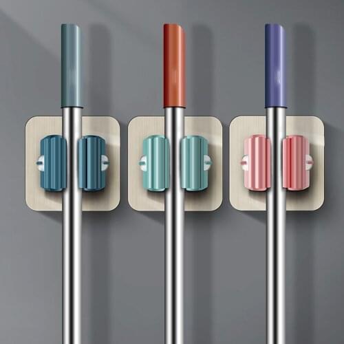 Adhesive Multi-Purpose Hooks Wall Mounted Mop Organizer Key Holder RackBrush Broom Hanger Hook Kitchen Bathroom Strong Hooks