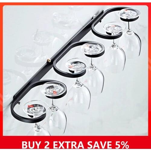 Kitchen Tool Wine Glass Holder Rack Wall Mount Storage Holder Goblet Hanger Household Aluminum Alloy Kitchen Storage Rack