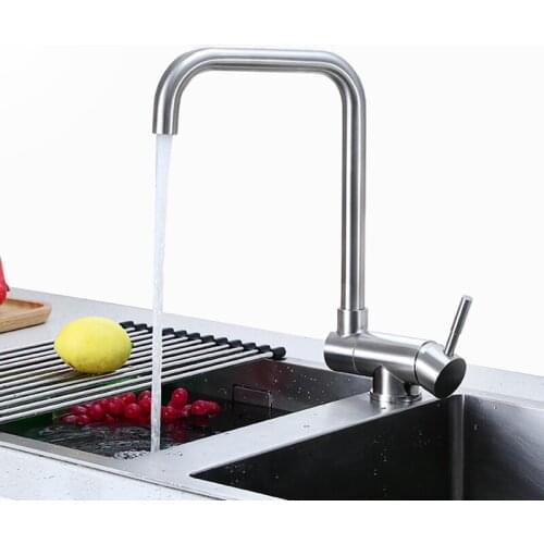Stainless Steel Kitchen Faucet Lead Inner Window Free Folding Sink Tap 360 Degree Swivel Cold Hot Water Mixer Tap Single Handle