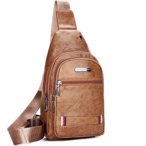 Fashion Mens Bags Leather Sling Zipper Pack Chest Shoulder Crossbody Bag Biker Satchel Men Briefcases 2021 Hot Sales Sports Bag