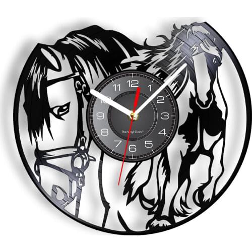 Galloping Horses Wall Art Interior Design Wall Clock Vinyl Record Clock Home Decor Mustang Wild Horse In The Wind Horse Gift