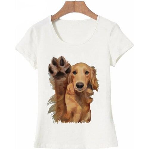New Summer Fashion Women t-shirt Hipster Golden Retriever High Five Print T-Shirt Dog Lovers Casual Tops Hipster Cool Girl Tees