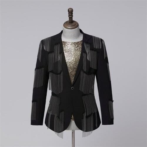 2021 New Men Tassel Suit Singer Stage Performance Nightclub Bar Male Guest Magician Dance Costume Punk Banquet Clothing