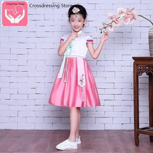 New Short-sleeved Girls' Hanbok Childrens Korean Clothes National Costume Traditional Korean Costume Performance