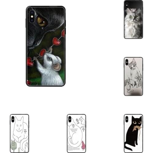 Adorable Cute Mouse Cat For Xiaomi Mi Note A1 A2 A3 5 5s 6 8 9 10 SE Lite Pro Ultra Black Soft TPU Cell Phone Cover Case