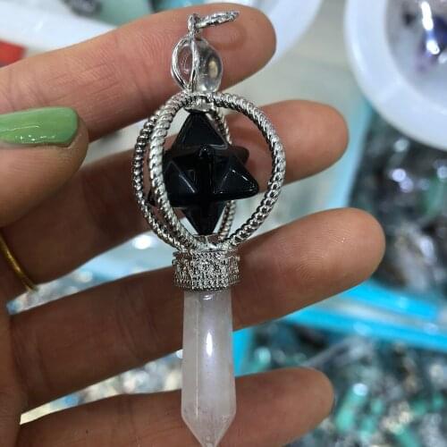 1pcs Wholesale fashion bestselling good quality natural stone mix point pillar pendants