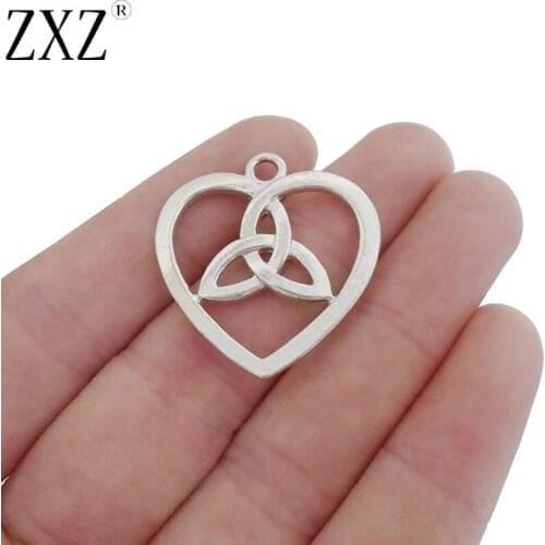 ZXZ 20pcs Open Heart Keltic Knot Trinity Triquetra Charms Pendants Double Sided for Necklace Making Findings
