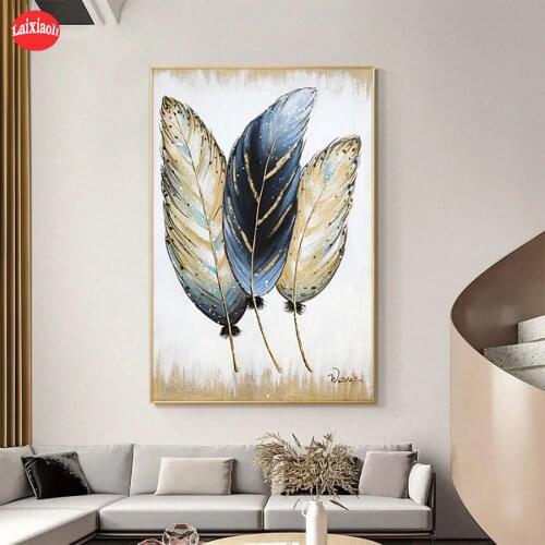 Full Square round drill Diamond painting Abstract art, colorful feathers Diamond embroidery Cross stitch resin office decor