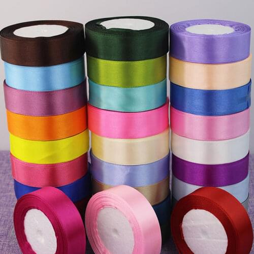 2cm Silk Satin Ribbons Gold Silver White Black Purple Yellow Green Christmas Halloween Gift Wrapping Wedding Decoration Ribbons