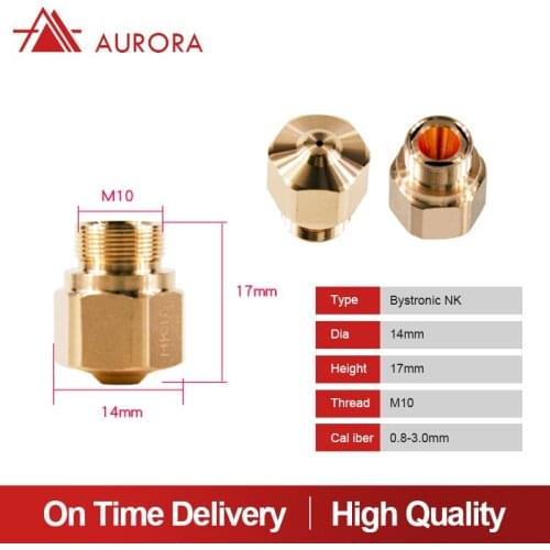 Aurora Laser Fiber Laser Nozzle NK Series Double Layer D14mm Thread M10 Height 17mm Caliber 0.8-3.0mm for Bystronic Metal Cutter