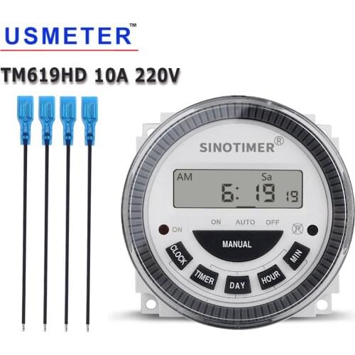 TM619 Aquarium Lighting Timer 7 Days Timer Switch with Waterproof Cover Interval Timer Replaceable Battery 220v Programmable