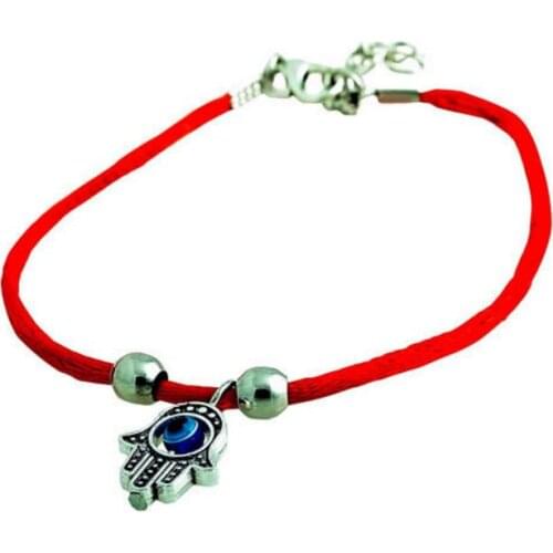 Vintage Silver Demon Eye Hand Charms Good Luck Red String Cuff Bracelet For Jewelry Making Accessories Mixed Style HOT 10pcs