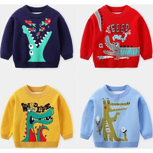Baby Boy Sweater Autumn Winter New Style Long Sleeve Pullover Kids Tops Cartoon Dinasour O Neck Warm Clothes For Children 2-6yrs