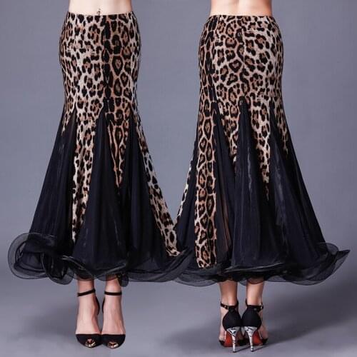 New style Leopard Black Red Blue Ballroom dance costumes sexy spandex gauze ballroom dance skirt for women ballroom dance skirts
