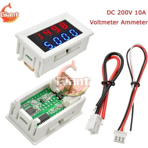 0.28" Mini Digital Voltmeter Ammeter DC 0-200V 10A Voltage Current Meter Tester Volt Amp Monitor Detector 4 Bit 5 Wires 5V 12V